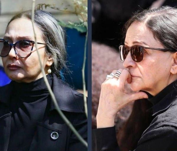 Iranian actresses Katayoun Riyahi (left) and Golab Adineh (April 2023)