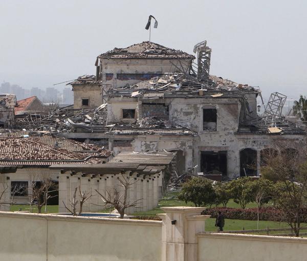 A building damaged by an Iranian missile attack in Erbil, Iraq. March 13, 2022
