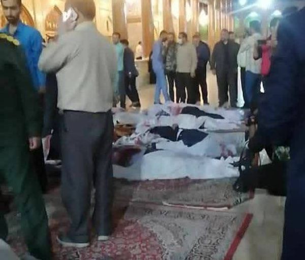 The aftermath of the attack on Shahcheragh funerary monument and mosque in Shiraz on October 26, 2022 