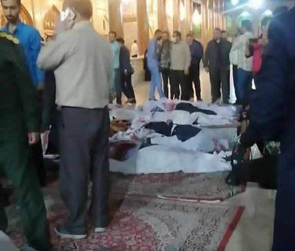 The aftermath of the attack on Shahcheragh funerary monument and mosque in Shiraz on October 26, 2022