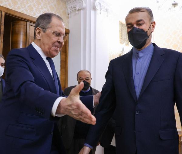 Lavrov with Iranian foreign minister Hossein Amir-Abdollahian in Moscow. January 20, 2022