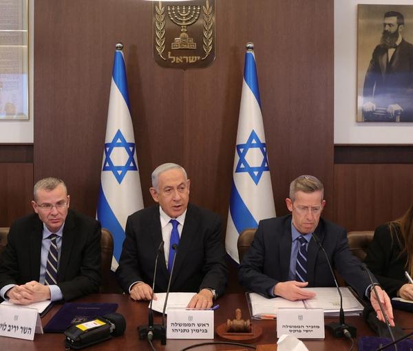 Prime Minister Benjamin Netanyahu in his weekly cabinet meeting on February 19, 2023