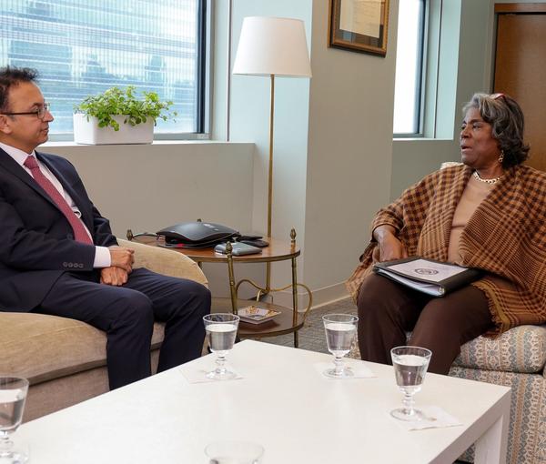 UN Special Rapporteur on the Human Rights Situation in Iran Javaid Rehman in a meeting with US Ambassador to UN Linda Thomas-Greenfield  (October 25, 2022)