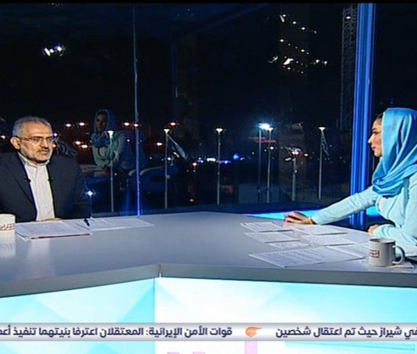 Iranian vice president for parliamentary affairs Mohammad Hosseini during an interview with Al Mayadeen TV (November 2022)
