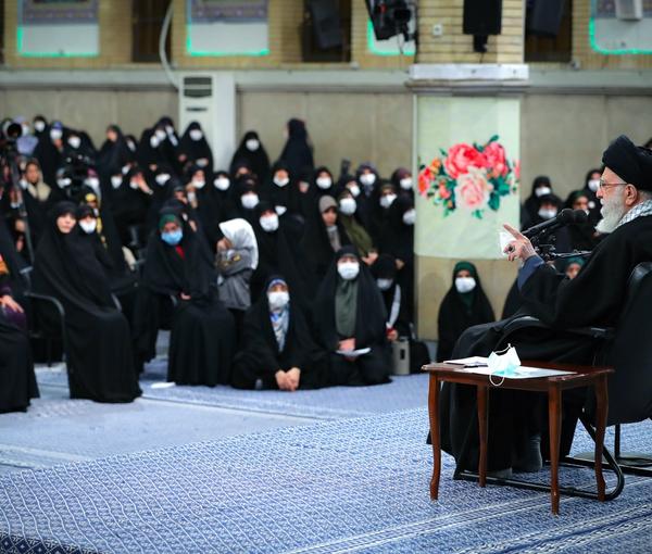 Supreme Leader Ali Khamenei speaking to a group of women o January 4, 2023  