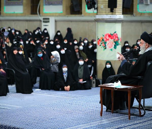 Supreme Leader Ali Khamenei speaking to a group of women o January 4, 2023