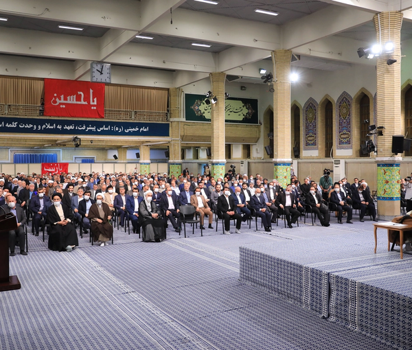 Iran’s ruler Ali Khamenei during a meeting with parliament members on May 24, 2023