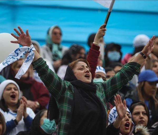 An Iranian football (soccer) fan at a stadium (file photo)