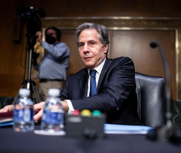 Secretary of State Antony Blinken briefing the Senate on Aprill 26, 2022