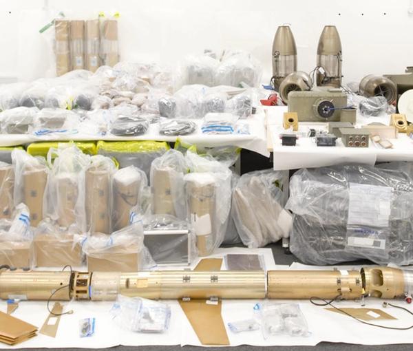 The caches of weapons were seized by Britain's Royal Navy last year (February 2023)