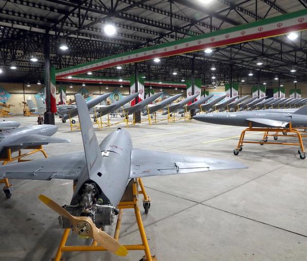 Drones are seen at a site at an undisclosed location in Iran, in this handout image obtained on April 20, 2023.