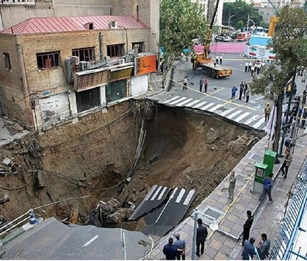 A view of the effects of land subsidence in the capital Tehran (file photo)