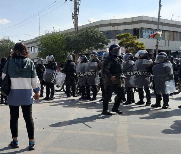 Iran’s riot police dispatched to disperse protesters in the northwestern city of Ardabil on October 15, 2022 