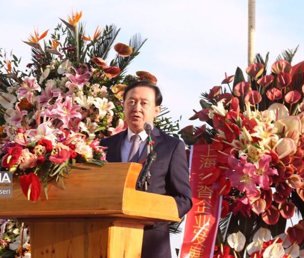 Chinese Ambassador to Tehran Chang Hua addresses the inauguration ceremony of the Chinese consulate in Bandar Abbas, southern Iranian Hormozgan Province, on December 21.