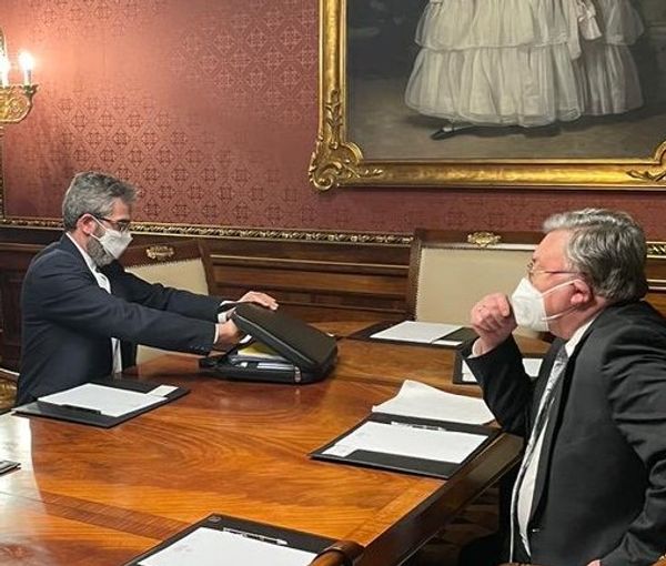 Iran's Bagheri-Kani in a meeting with Russian envoy Ulyanov in Vienna, in January 2022