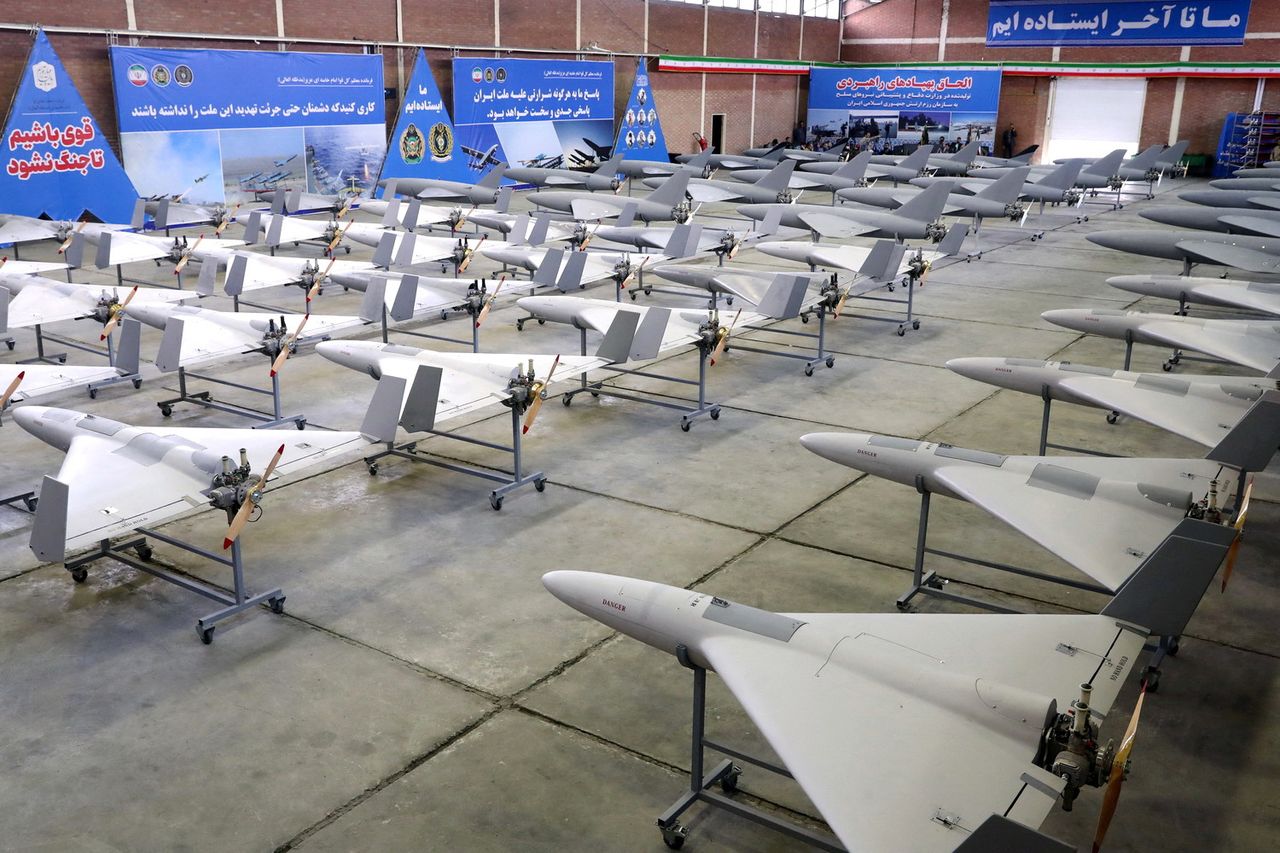 Drones are seen at a site at an undisclosed location in Iran, in this handout image obtained on April 20, 2023.