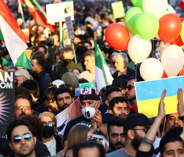 A massive Iranian rally against the Islamic Republic in Berlin on October 22, 2022
