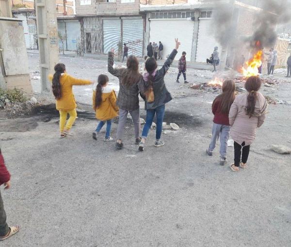 Children during a protest in the city of Mahabad, a Kurdish-majority city in West Azarbaijan province (November 2022)