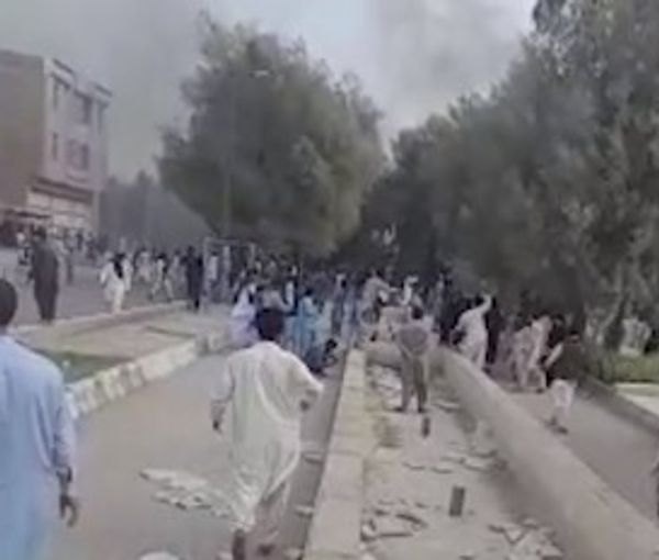 A scene from protest in Khash October 4, where 16 people were reported killed
