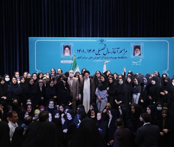 Iranian President Ebrahim Raisi at Al-Zahra University on October 8, 2022