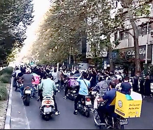 A video grab from protests in Tehran on October 1, 2022