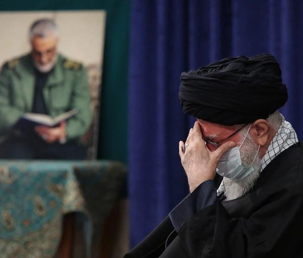 Iran's ruler Ali Khamenei during a religious mourning ceremony in January 2021