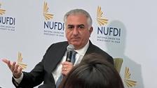 Iran’s exiled Prince Reza Pahlavi speaking at an event held by the National Union for Democracy in Iran (NUFDI) on March 13, 2023 
