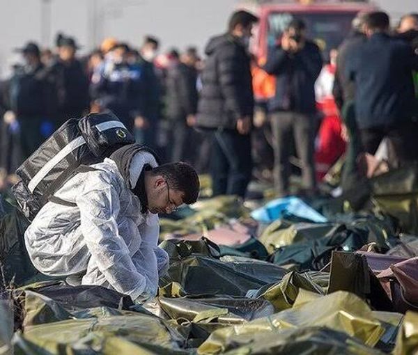 The crash site of flight PS752 near Tehran on January 8, 2020
