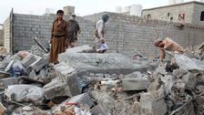 A scene from destruction in Yemen in 2021
