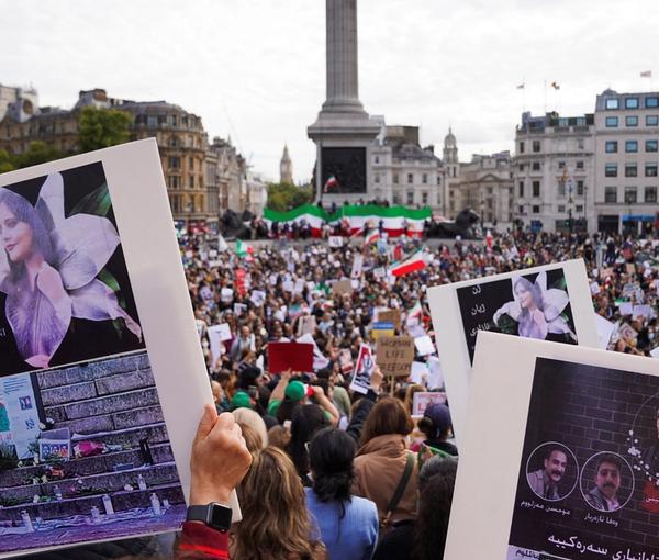 A large crowd gathered in London to support Iranian protesters. October 1, 2022