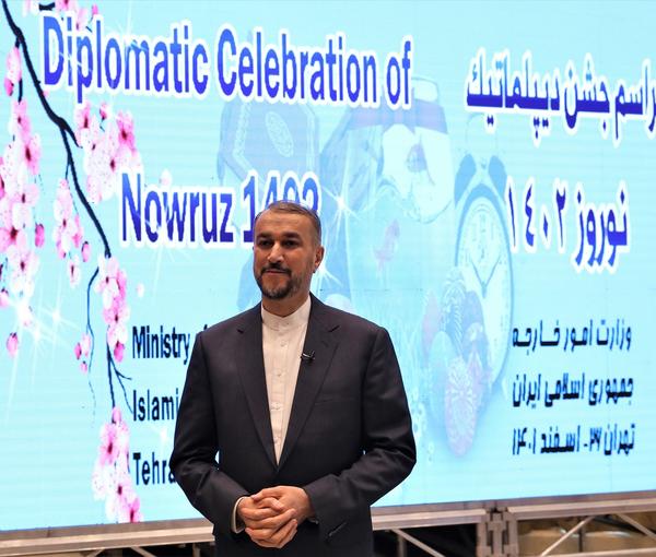 Iran’s Foreign Minister Hossein Amir-Abdollahian during an event to mark the Iranian new year or Noruz (Nowruz) (March 2023)