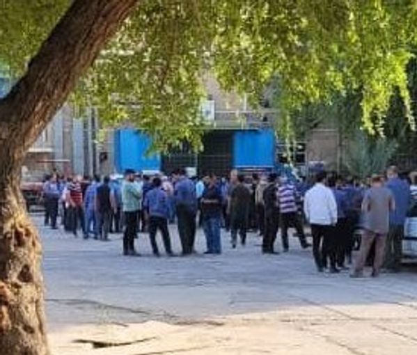 A scene from a strike at Haft Tappeh sugar mill in October