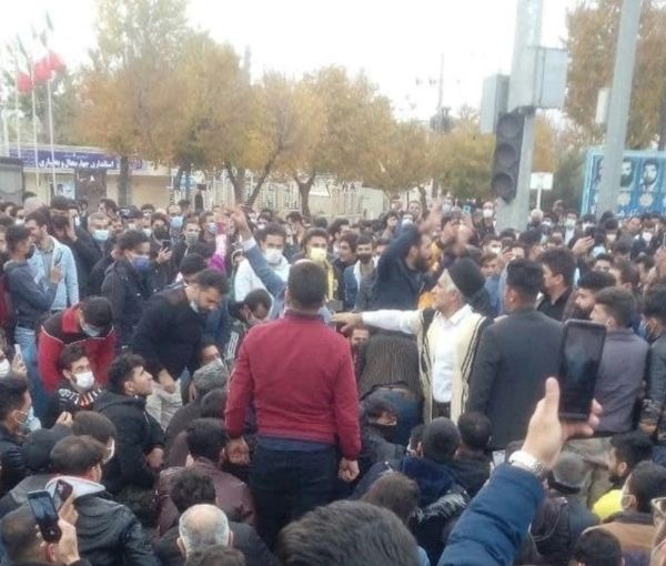 A protest in Shahre-Kord in November against mismanagement and corruption.