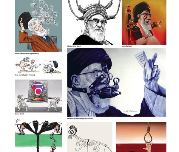 Some of Charlie Hebdo’s caricatures depicting Iran’s authoritarian ruler Ali Khamenei (January 2023)