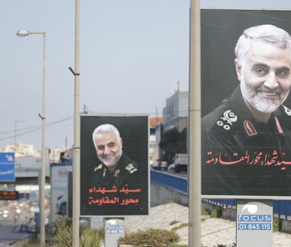 Banners of Qasem Soleimani, who was the head of Iran’s Revolutionary Guard’s elite Qods (Quds) Force in Beirut, Lebanon (file photo)