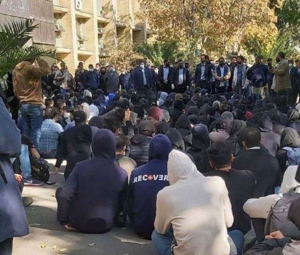 A sit-in student protest in Tehran's Polytechnic University on Nov. 15, 2022
