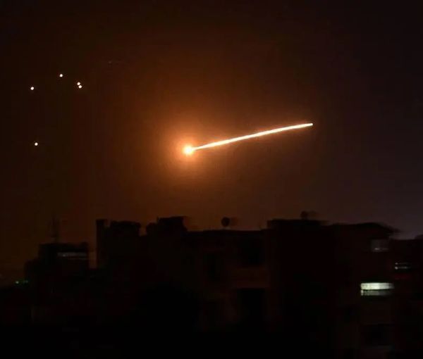 Missiles streak through the sky in an earlier Israeli attack on Iranian targets in Syria. (file photo)
