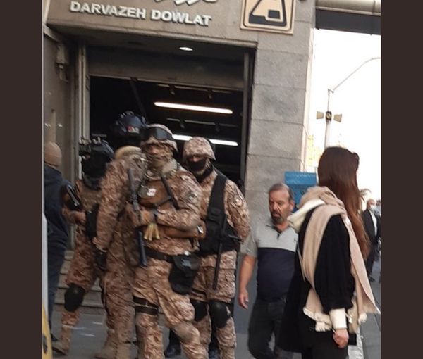 Armed security forces in Tehran during antigovernment protests