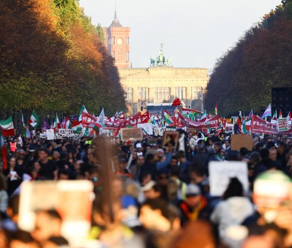 Iranians rally in Berlin, Germany to support their compatriots in Iran. October 22, 2022