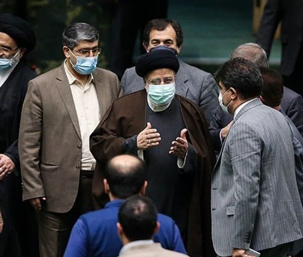 President Ebrahim Raisi with his hardliner supporters in the Iranian parliament in 2022