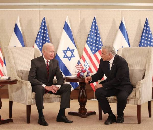 US President Joe Biden (left) and Israeli Prime Minister Yair Lapid (file photo)