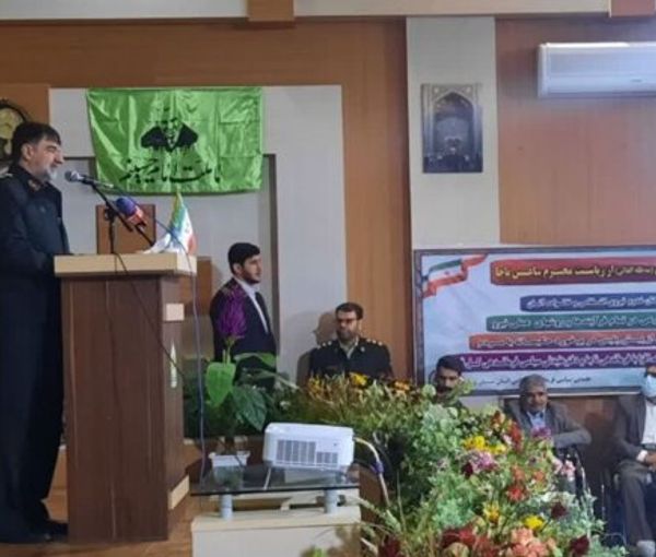 Islamic Republic’s Police Chief Ahmad-Reza Radan speaking during a ceremony to appoint the new commander for Sistan-Baluchestan province (February 2023)
