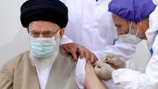 Ali Khamenei receiving a COVID vaccine shot in 2021