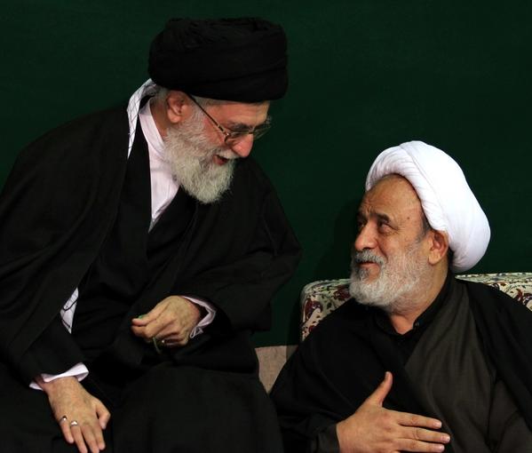 Iranian cleric Hossein Ansarian (right) and Supreme Leader Ali Khamenei ( December 2010)