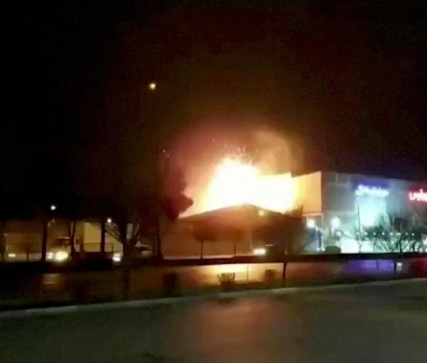 Screen grab from a video in January showing an explosion in defense ministry facility in Esfahan