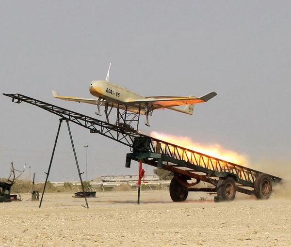 An Iranian Mohajer drone being launched during military drills