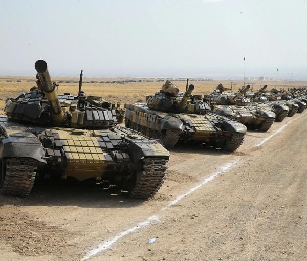 Iranian tanks near Azerbaijan's border during wargames, on October 17, 2022