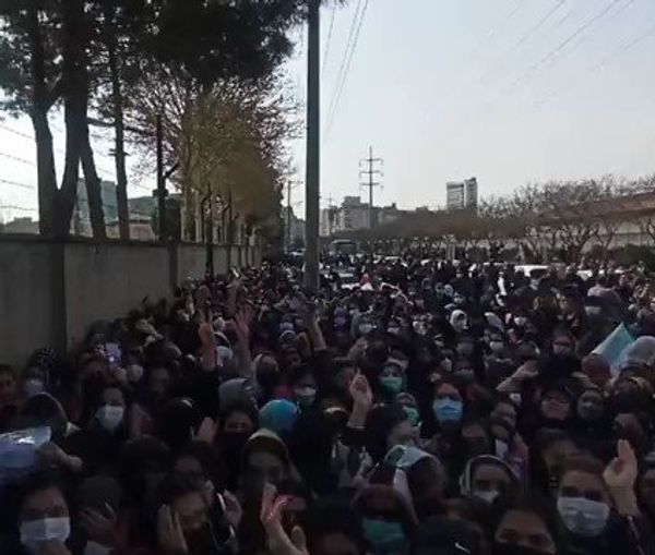 Hundreds of women holding tickets barred from entering a soccer stadium in Iran. March 29, 2022