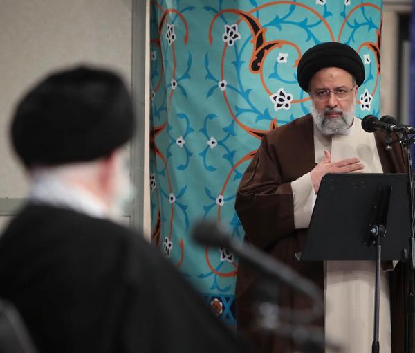 Iran’s President Ebrahim Raisi during a meeting with Supreme Leader Ali Khamenei on April 4, 2023
