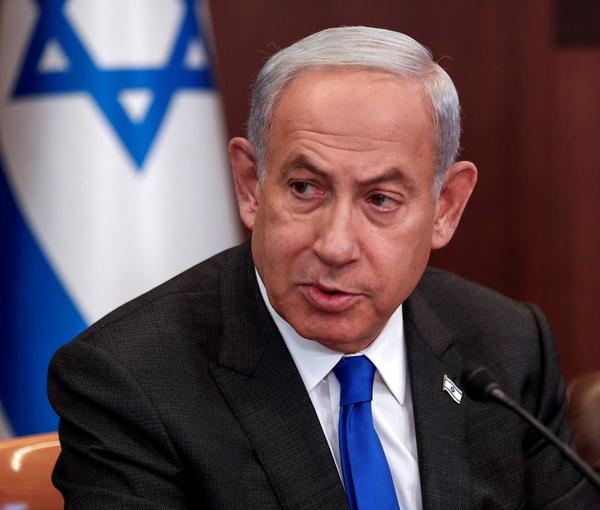 Benjamin Netanyahu in a cabinet meeting in January 2023